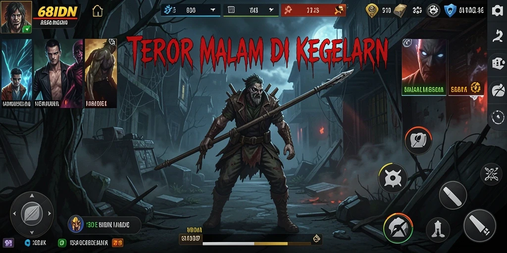Gameplay menegangkan 68IDN dengan suasana mencekam dan hantu menyeramkan.