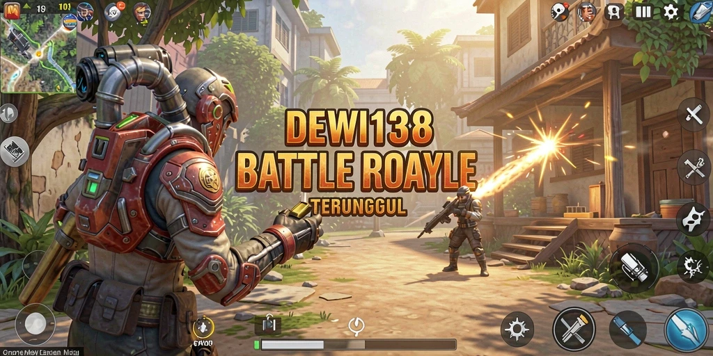 Tampilan aksi intens dalam gameplay DEWI138 Battle Royale.