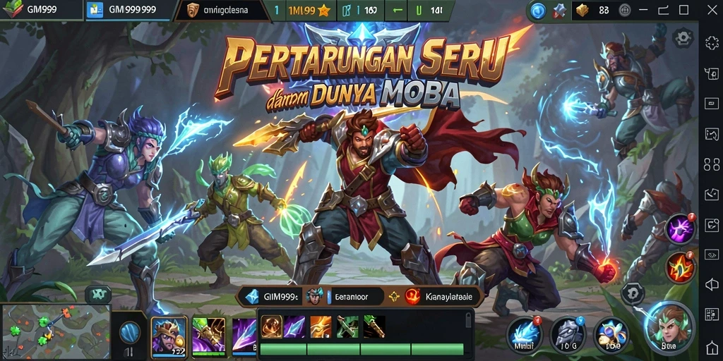 Gameplay menegangkan GIM999 dalam pertempuran MOBA.