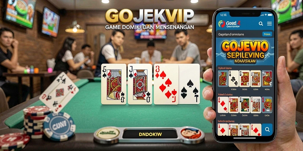 Tangkapan layar gameplay GOJEKVIP dengan suasana seru permainan Domino.