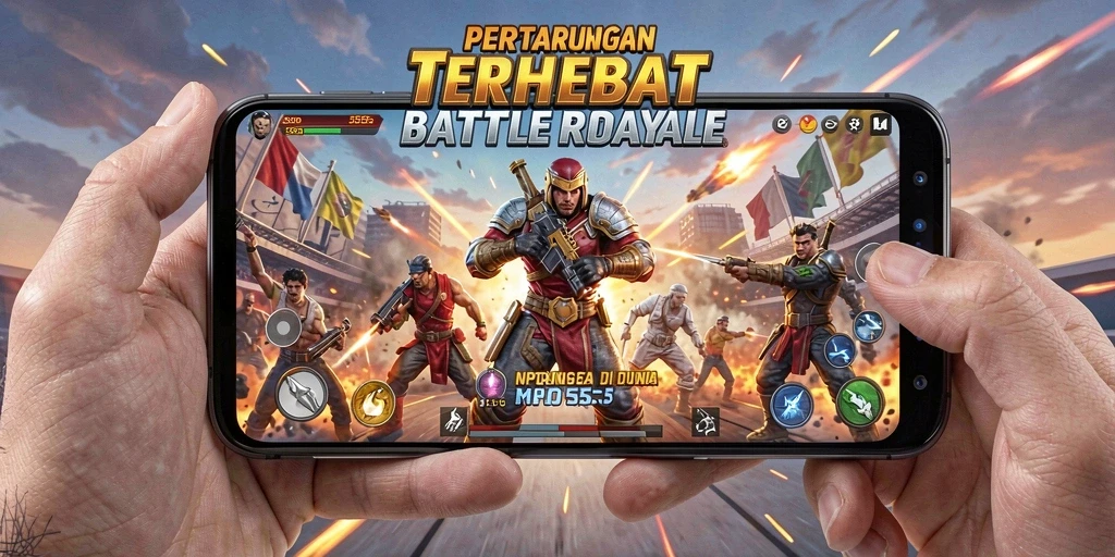 Screenshot MPO555 menampilkan aksi seru dalam gameplay Battle Royale.