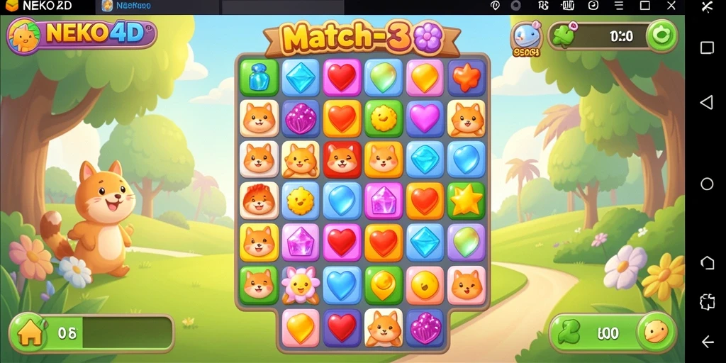 Tampilan ceria dari gameplay NEKO4D yang penuh warna.