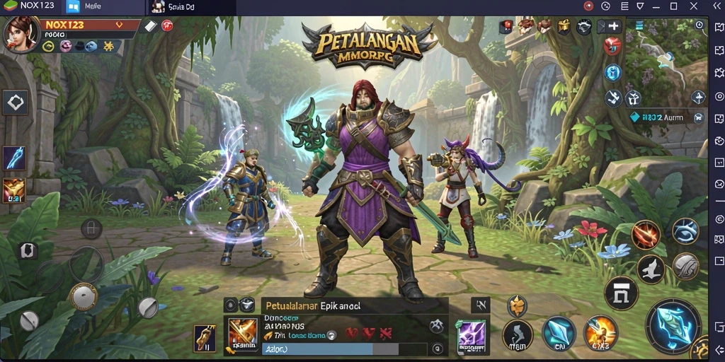 Tampilan gameplay menarik dari NOX123 saat berpetualang di dunia fantasi.