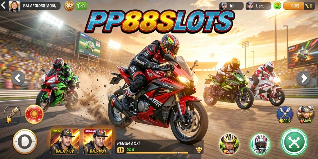 Gameplay balap motor PP88SLOTS yang mendebarkan dan penuh aksi.