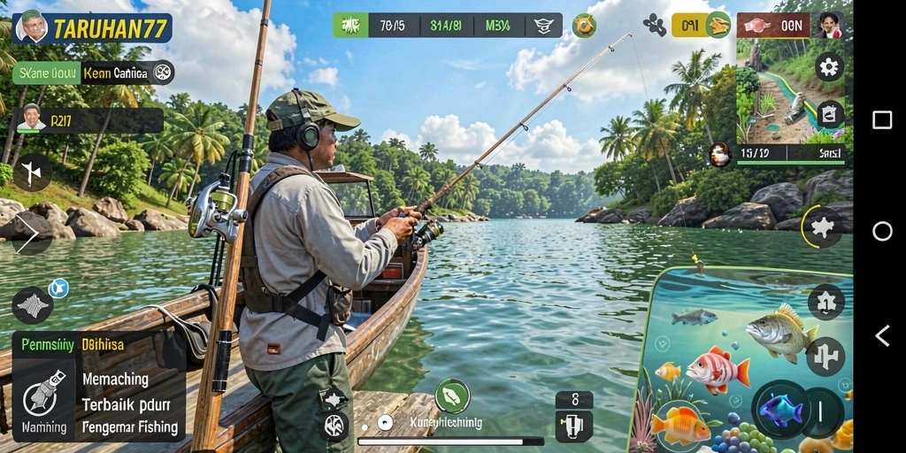 Menampilkan gameplay memancing yang seru dan menantang.